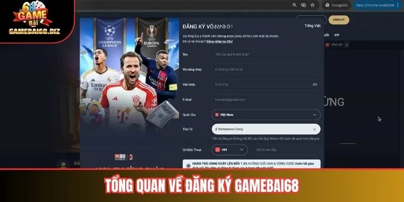 Đăng Ký Gamebai68 Hướng Dẫn người chơi Chi Tiết Từ A đến Z 1 Tổng quan về đăng ký gamebai68